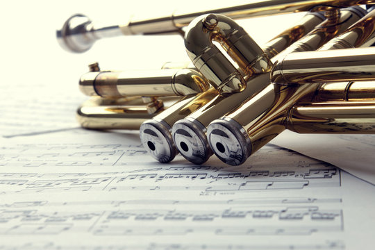 Trumpet on sheet music