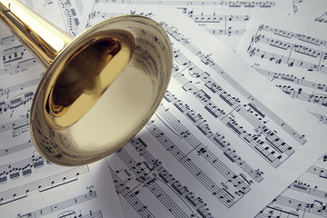 Trumpet on sheet music