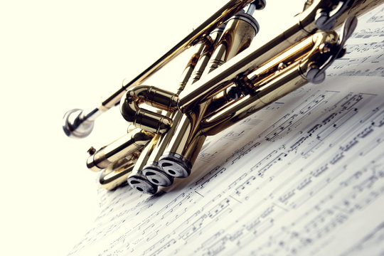 Trumpet on sheet music