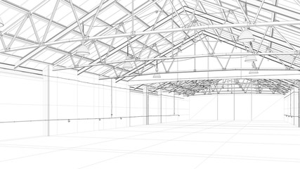 CAD Modell einer großen Lagerhalle