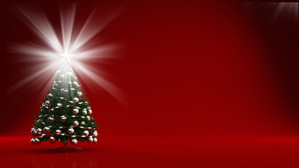 Leuchtender Stern auf Tannenbaum zu Weihnachten