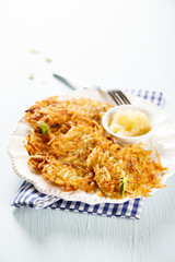 Potato pancakes with apple sauce