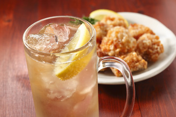 ハイボールと唐揚げ　Whisky Highball and Fried chicken
