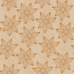 Henna MehendyTattoo Seamless Pattern on a brown background