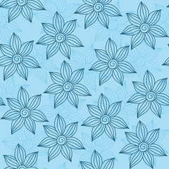 Henna MehendyTattoo Seamless Pattern on a blue background