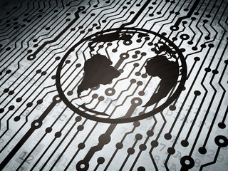 Science concept: circuit board with Globe
