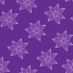 Fototapeta na wymiar Henna MehendyTattoo Seamless Pattern on a violet background