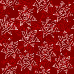 Henna Mehendy Tattoo Seamless Pattern on a red background