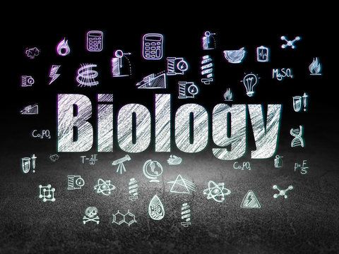Science concept: Biology in grunge dark room