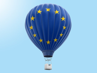 Hot Air Balloon with European union Flag (clipping path included)