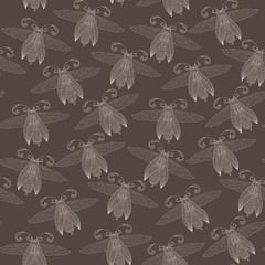 Seamless background of butterflies on brown background. indian m