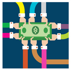 vector Working as a team silver dollars successful cooperation p