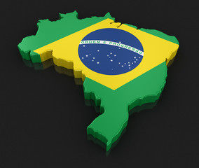 Map of Brazil. 3d render Image. Image with clipping path