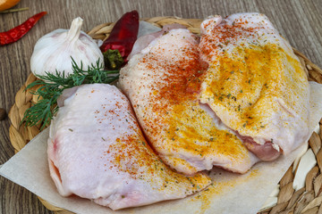 Raw chicken thights