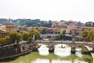 Fototapeta na wymiar View above Rome and Tiber in Rome