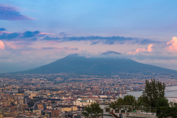 Napoli  and mount Vesuvius in  Italy