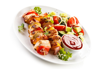 Kebabs - grilled meat and vegetables 