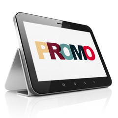 Marketing concept: Tablet Computer with Promo on  display