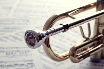 Trumpet on sheet music