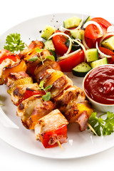 Kebabs - grilled meat and vegetables 