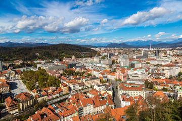 Fototapeta na wymiar Aerial view of Ljubljana in Slovenia