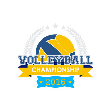 Volleyball championship emblem vector.