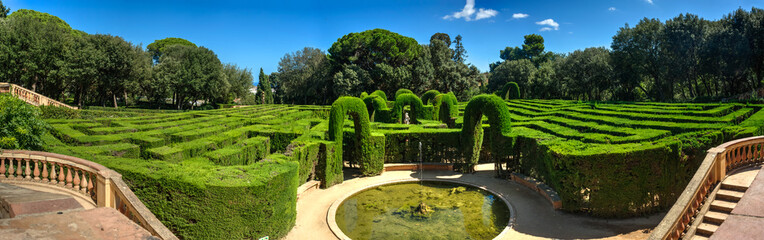 Panorama of labyrinth at Labyrinth Park of Horta (Jardins del Laberint d'Horta).Horta. Barcelona,...