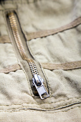 closeup of a metal zipper - shallow depth of field