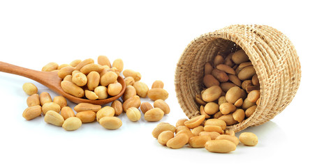 peanuts in the basket on white background