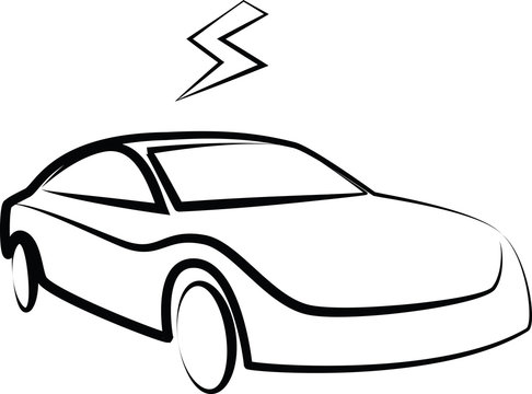 recommend clip art: modern electric car silhouette. electric car  illustration