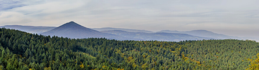 Beautiful valley panoramic view from top of the hill