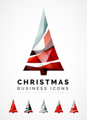 Set of abstract Christmas Tree Icons, business logo concepts