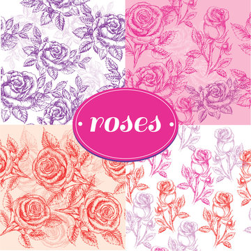 seamless pattern roses collection