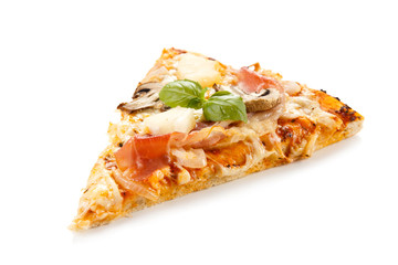 Piece of pizza on white background 