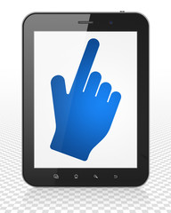 Web design concept: Tablet Pc Computer with Mouse Cursor on