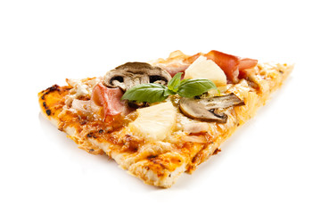 Piece of pizza on white background 