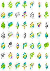 Set of abstract eco leaf icons, business logotype nature