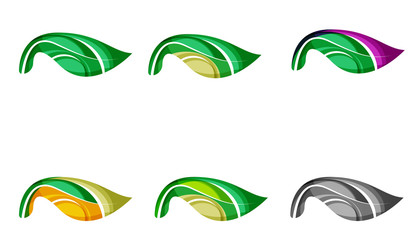 Set of abstract eco plant icons, business logotype nature green