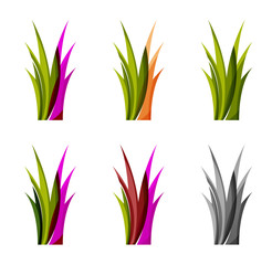 Set of abstract eco plant icons, business logotype nature green