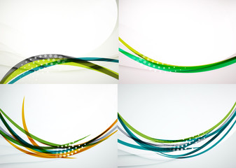 Set of abstract backgrounds. Elegant colorful decorated lines