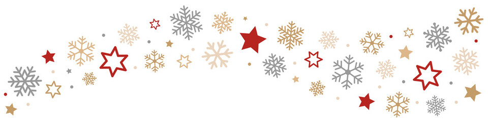 Naklejka premium Snowflakes and Stars Border