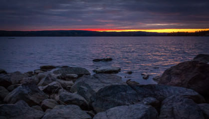 Sunset and rocks