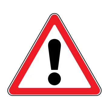 Hazard warning attention sign. Icon in a red triangle with exclamation mark  symbol, isolated on a white background. Traffic symbol. Stock vector  illustration Stock Vector | Adobe Stock