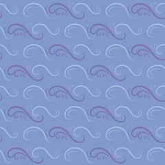 Fototapeta na wymiar Abstract seamless pattern from curls ornament. Fashionable modern style. Sea waves effect. Graphic style for wallpaper, wrapping, fabric, background design, apparel, other print production. Vector