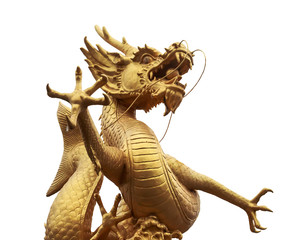 Chinese dragon statue isolated on white