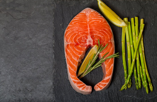 Delicious portion of fresh salmon steak