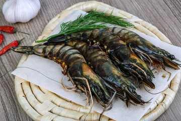Raw tiger shrimps