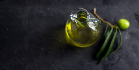 olive oil bottle shot from above