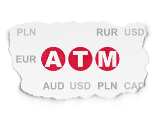 Currency concept: ATM on Torn Paper background