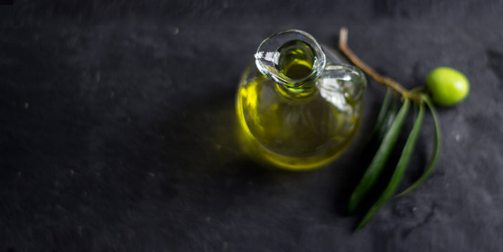 Olive Oil Bottle Shot From Above